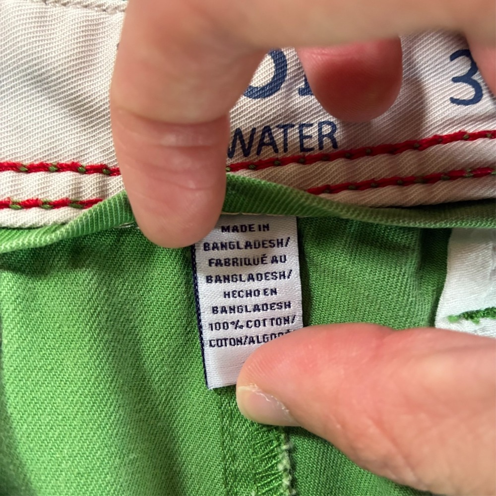 IZOD Saltwater Mens Chino Shorts Size 34 Green Cotton Flat Front Mid Rise Casua - Picture 4 of 9